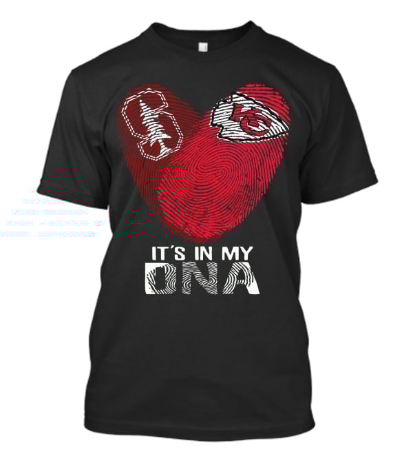 Stanford Cardinal And Chiefs It's In My Dna Fingerprint Heart T-Shirt
