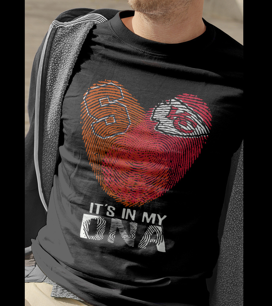 Syracuse Orange And Kansas City Chiefs It's In My DNA Fingerprint Heart T-Shirt