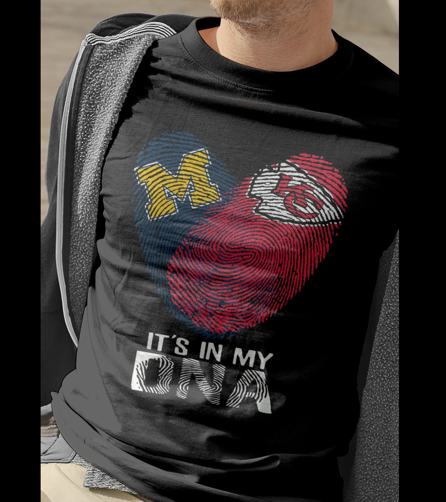 Wolverines Chiefs It's In My DNA Fingerprint Heart T-Shirt