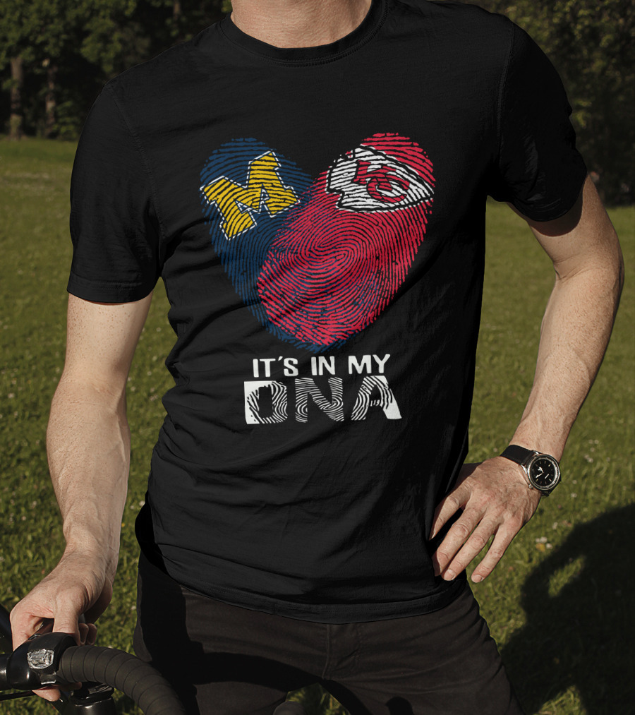 Wolverines Chiefs It's In My DNA Fingerprint Heart T-Shirt