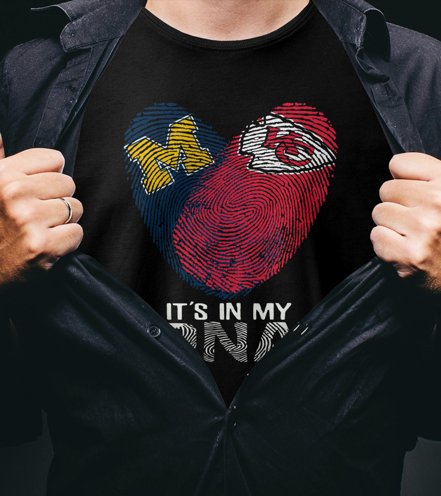Wolverines Chiefs It's In My DNA Fingerprint Heart T-Shirt