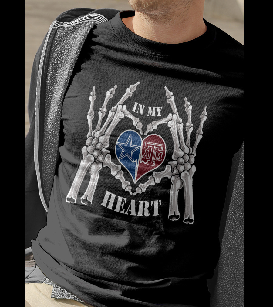 Cowboys A&M In My Heart Skeleton Hands T-Shirt
