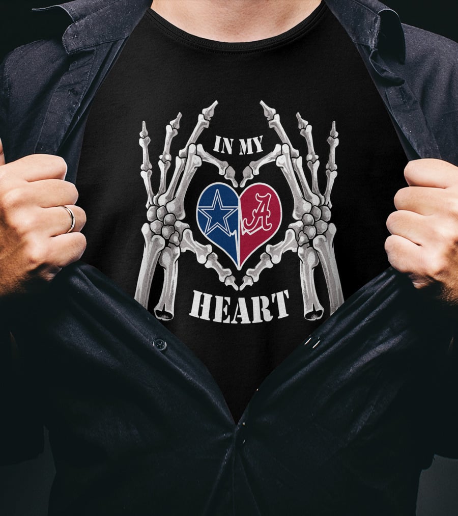 Cowboys Alabama In My Heart Skeleton Hands T-Shirt