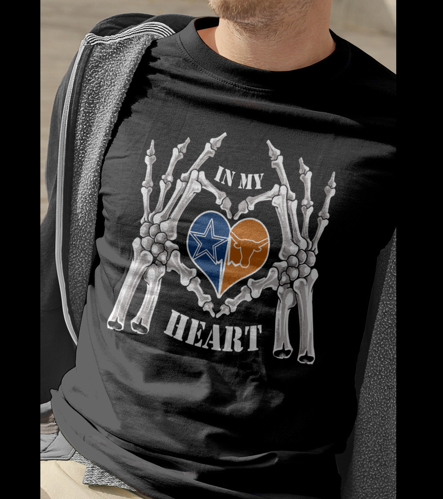 In My Heart Cowboys Longhorns Skeleton Hands T-Shirt