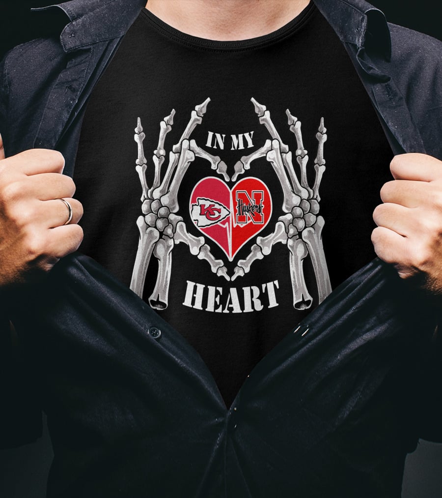 In My Heart Chiefs Huskers Skeleton Hands T-Shirt