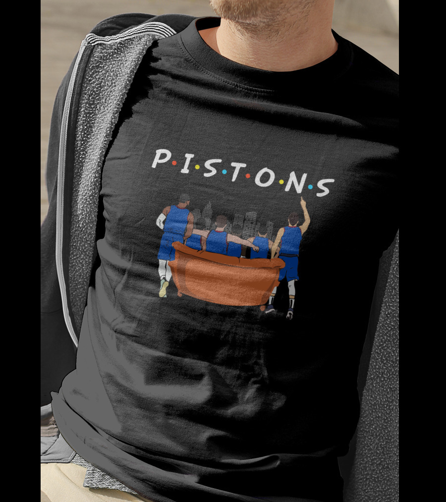 Pistons Detroit Basketball Team Couch City Skyline T-Shirt
