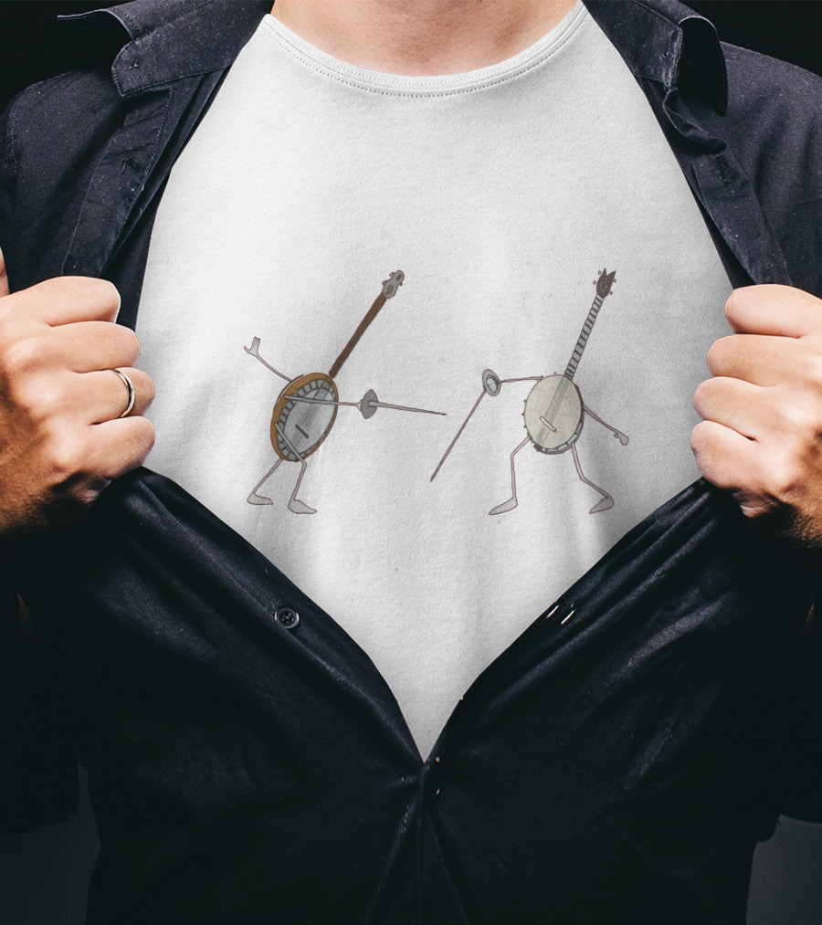 Dueling Banjos Cartoon Characters Fencing Contest T-Shirt
