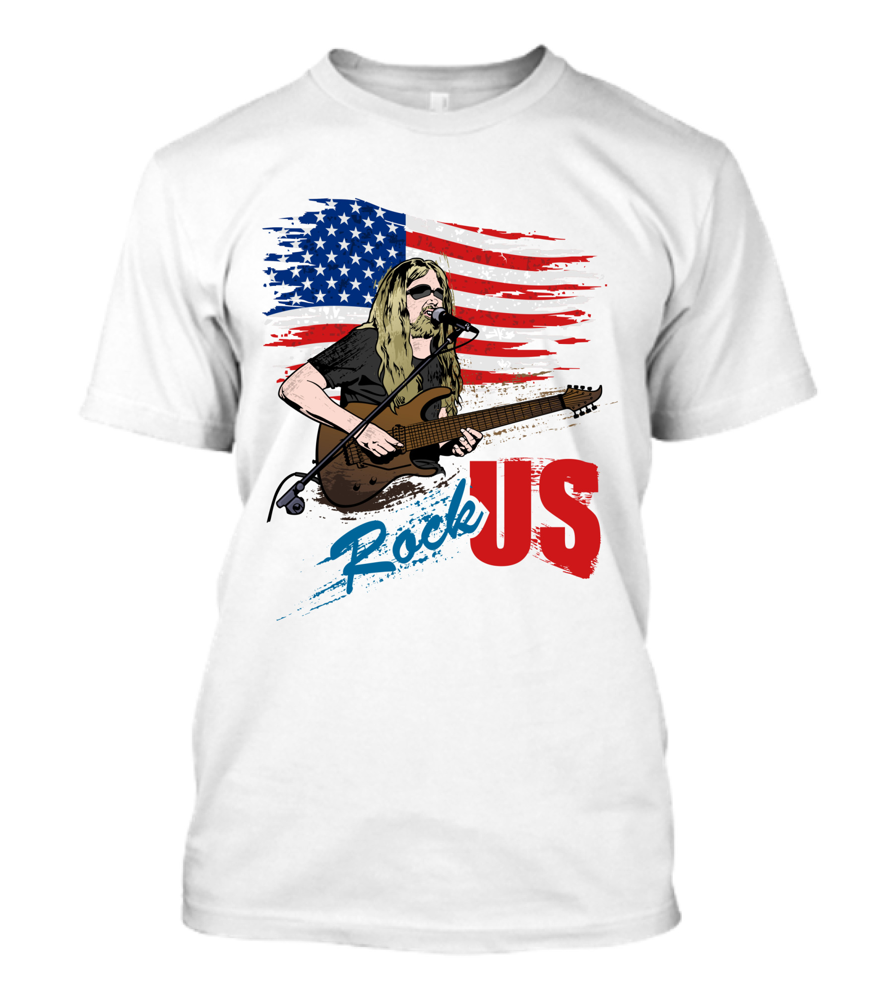 Rock US American Flag Guitarist Performance T-Shirt