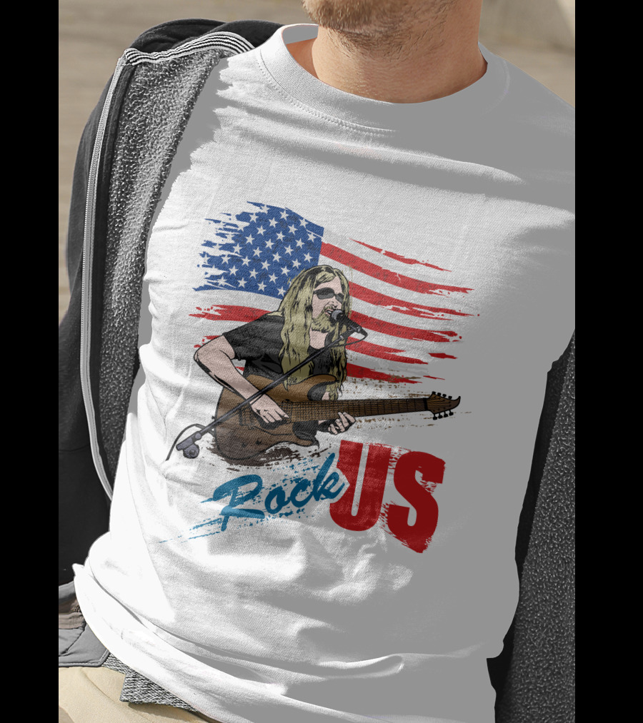 Rock US American Flag Guitarist Performance T-Shirt