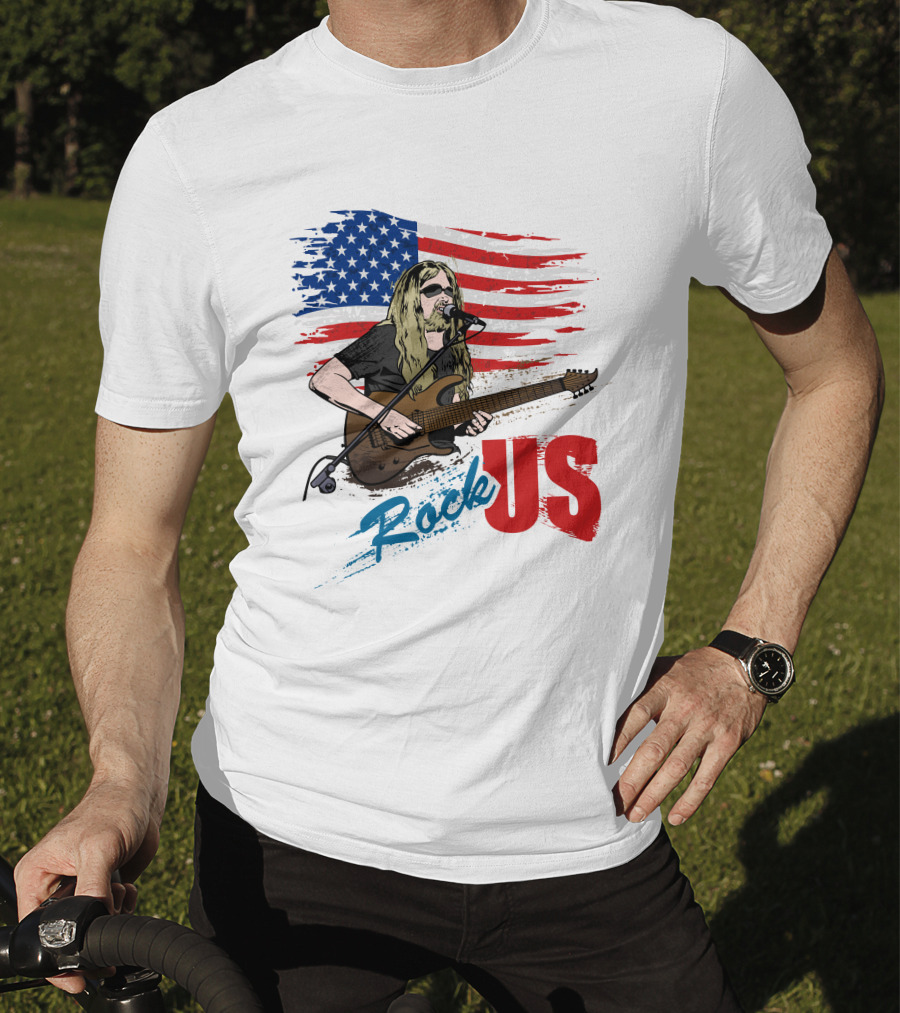 Rock US American Flag Guitarist Performance T-Shirt
