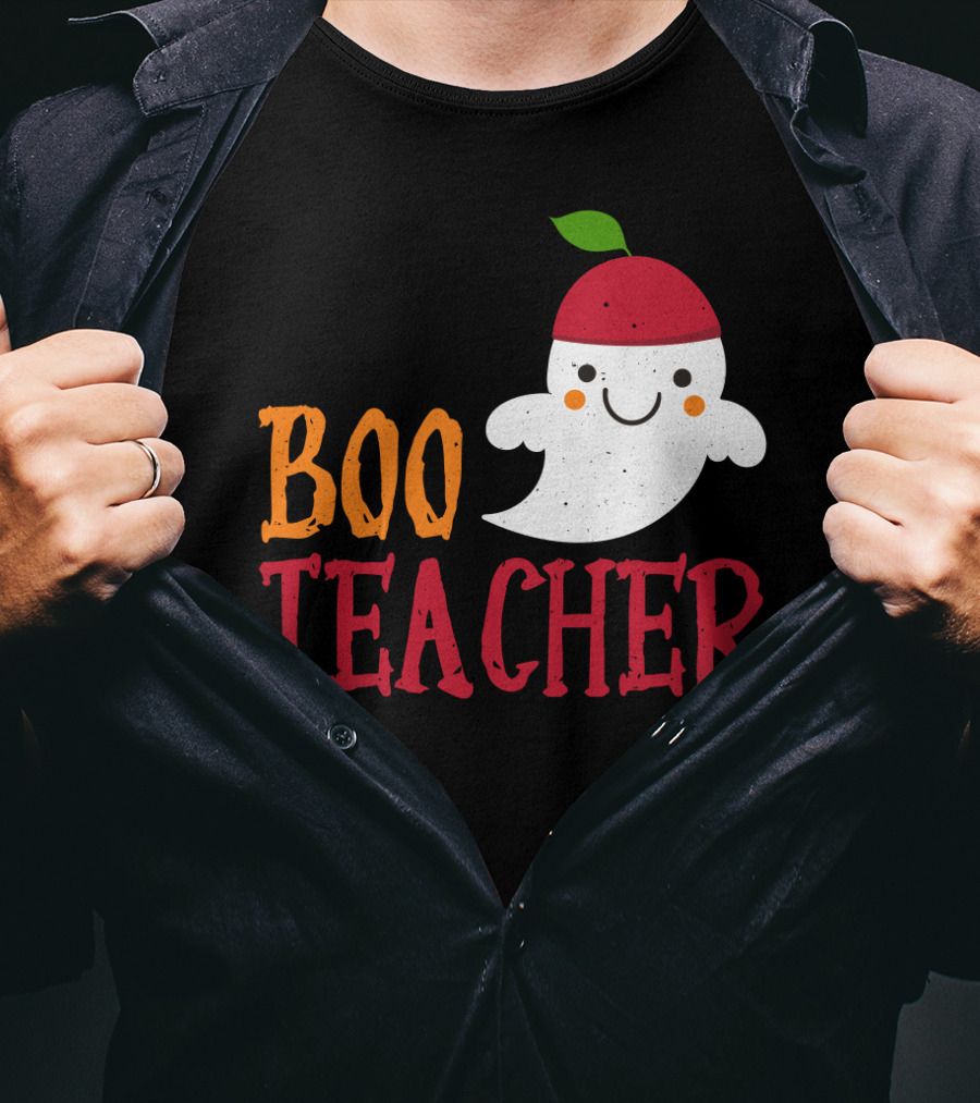 Boo Teacher Ghost Pirate Themed Funny Halloween Costume Teacher T-Shirt