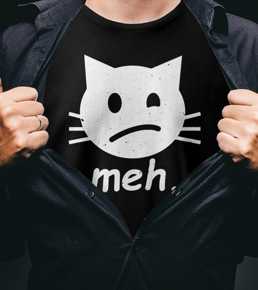 Meh Cat Face Halloween Humor T-Shirt