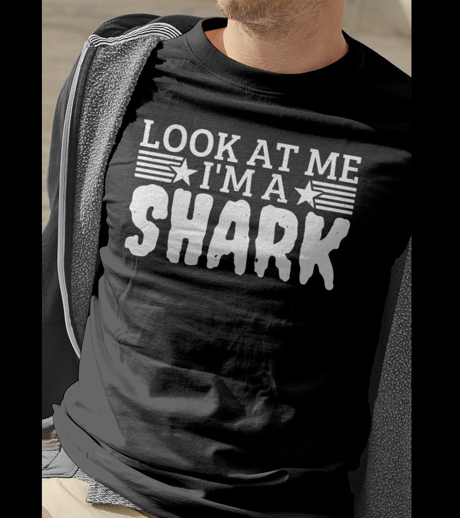 Look At Me I'm A Shark Bold Text T-Shirt