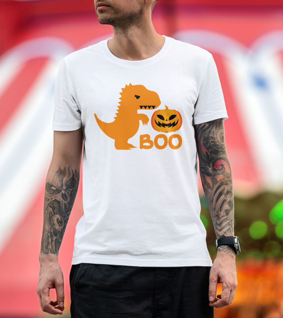 Boo Dinosaur with Jack-O'-Lantern Pumpkin T-Shirt