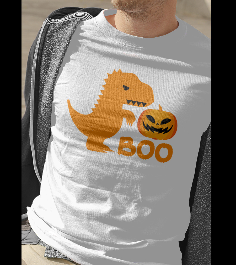 Boo Dinosaur With Jack-O'-Lantern Pumpkin T-Shirt