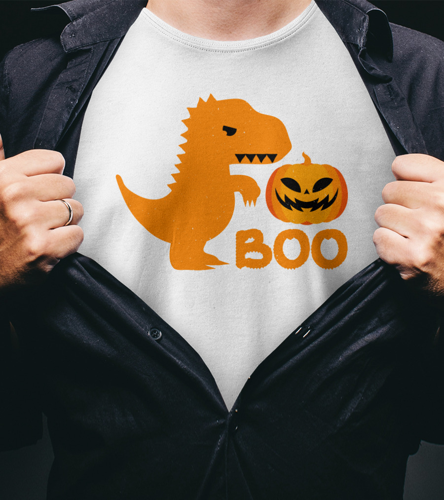 Boo Dinosaur With Jack-O'-Lantern Pumpkin T-Shirt