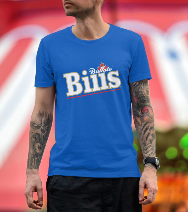 Premium T-Shirt: Buffalo Bills Logo with Red Maple Leaf T-Shirt Buffalo Bills Logo with Red Maple Leaf T-Shirt