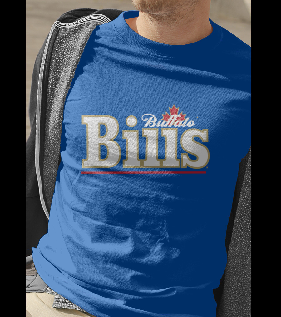 Buffalo Bills Logo With Red Maple Leaf T-Shirt