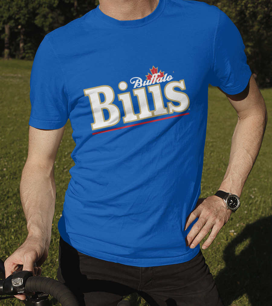 Buffalo Bills Logo With Red Maple Leaf T-Shirt