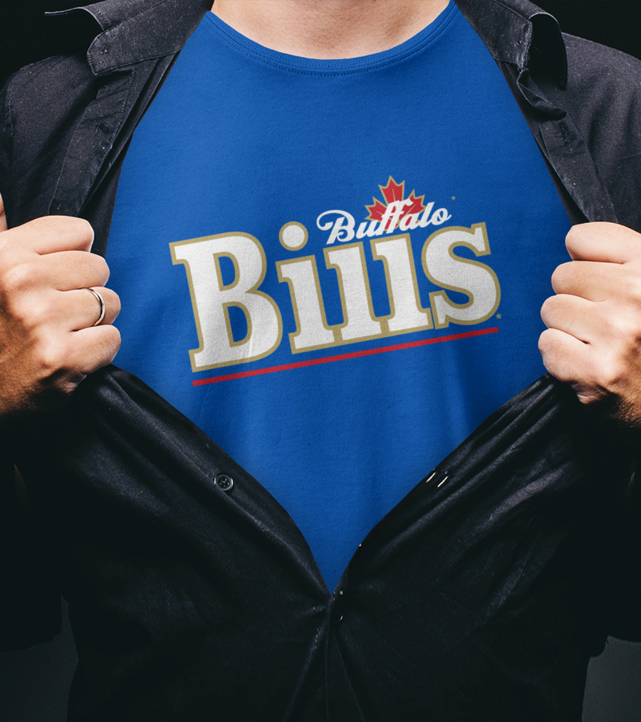 Buffalo Bills Logo With Red Maple Leaf T-Shirt