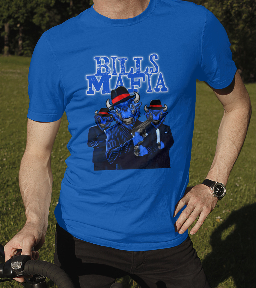 Bills Mafia Suited Blue Bulls Gang With Red Hats T-Shirt