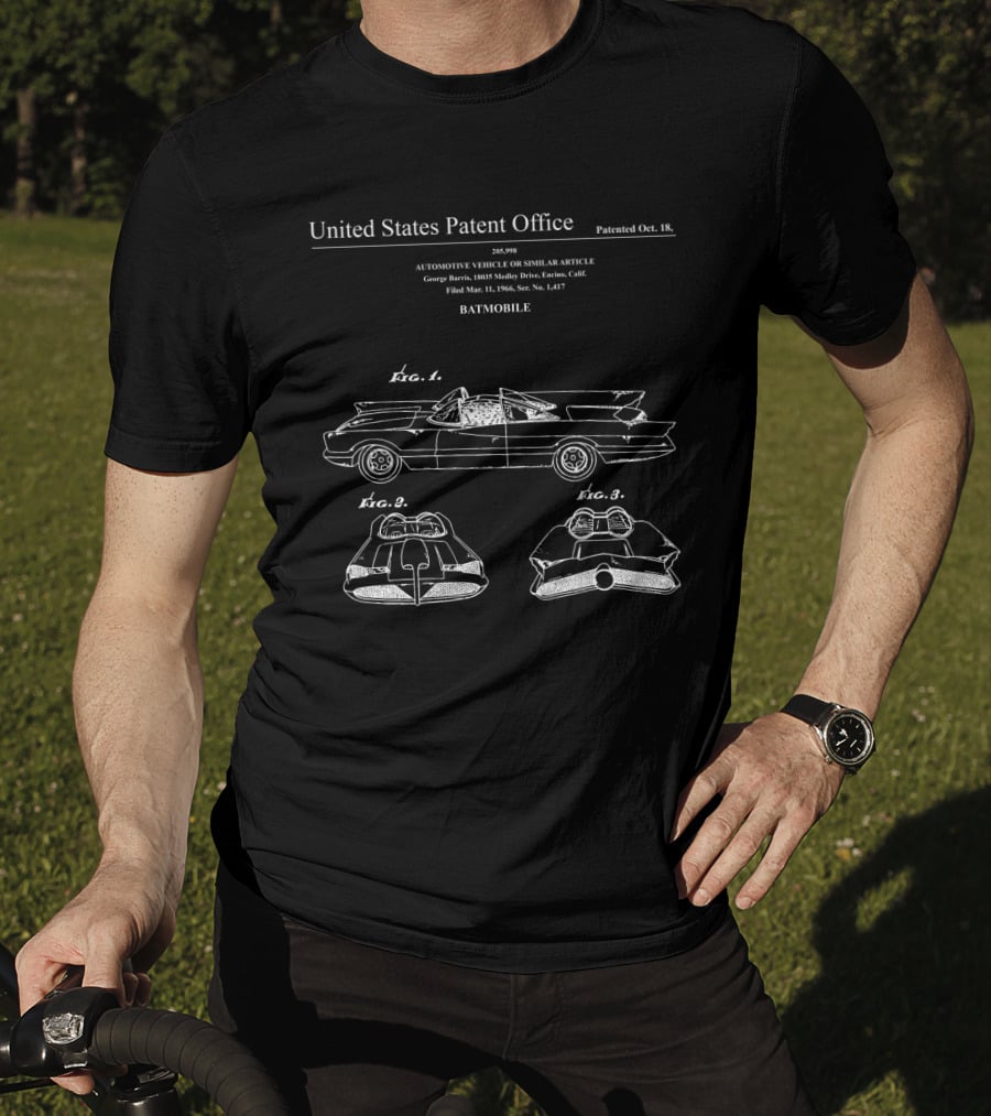 Batmobile Patent Blueprint Retro Vehicle Schematics T-Shirt