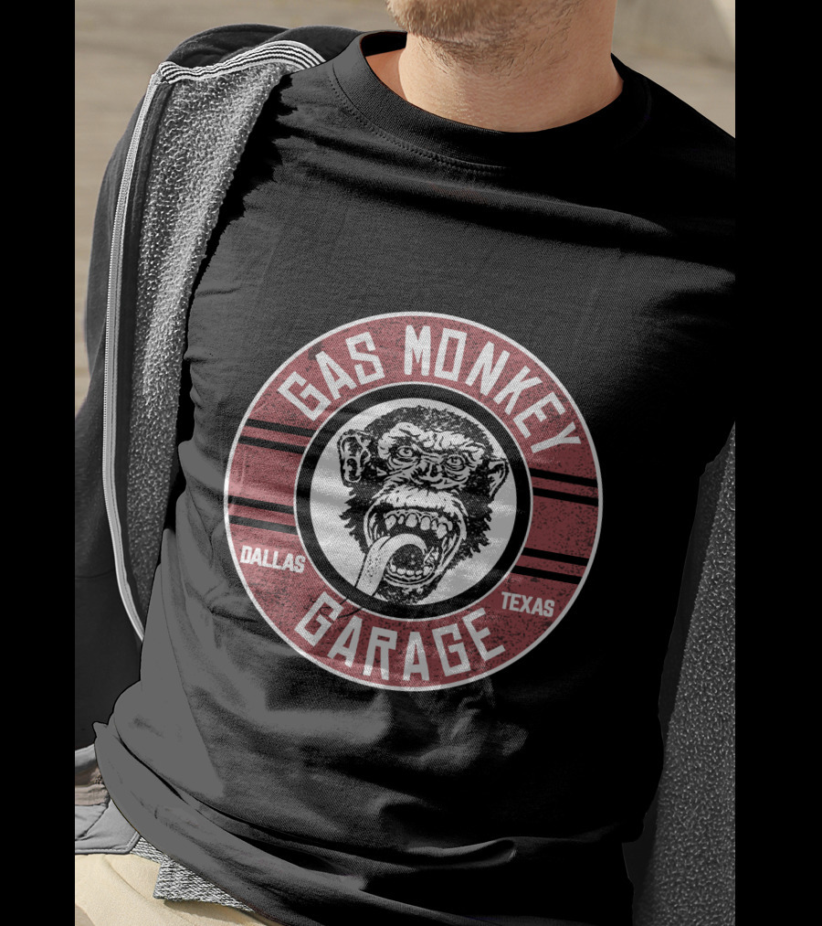Gas Monkey Garage Dallas Texas Monkey Logo Red Circle T-Shirt