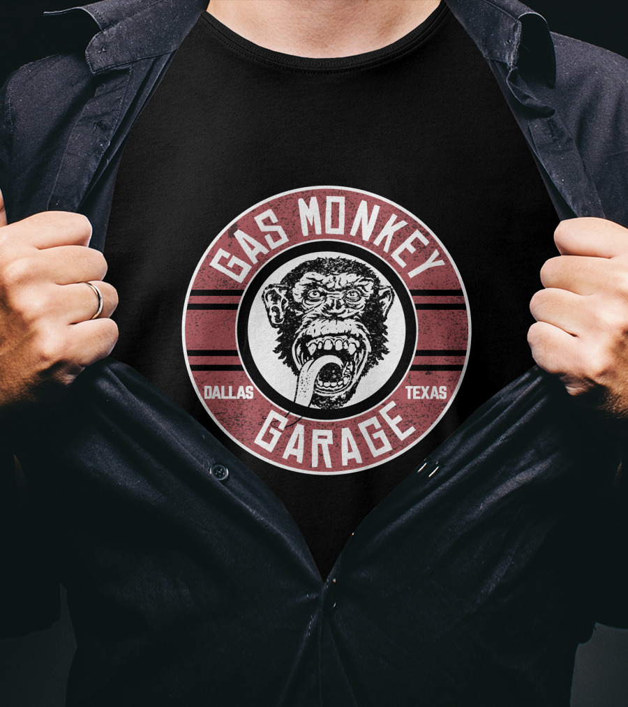 Gas Monkey Garage Dallas Texas Monkey Logo Red Circle T-Shirt