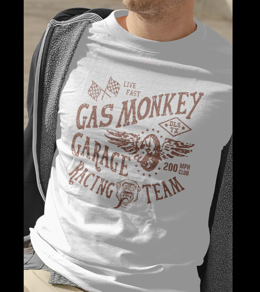 Gas Monkey Garage Racing Team Live Fast 200 MPH Club DLS TX T-Shirt