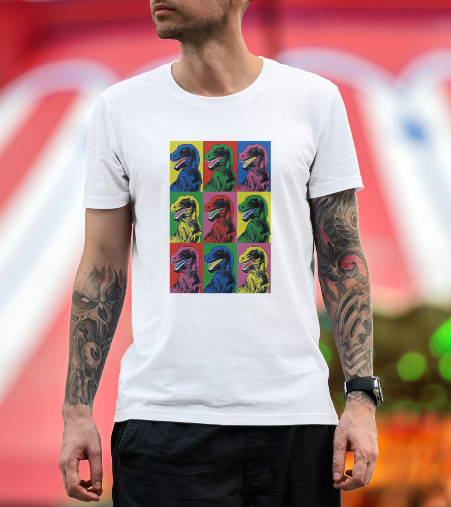 Pop Art T-Rex Jurassic Park Steven Spielberg Colorful Dinosaur T-Shirt