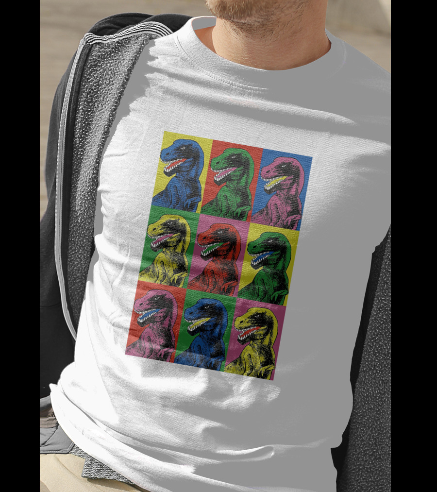 Pop Art T-Rex Jurassic Park Steven Spielberg Colorful Dinosaur T-Shirt