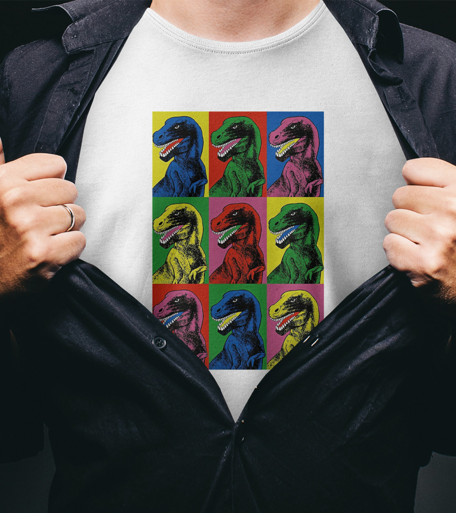 Pop Art T-Rex Jurassic Park Steven Spielberg Colorful Dinosaur T-Shirt