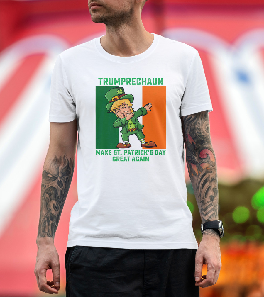 Trumprechaun Make St Patrick's Day Great Again Irish Flag Dabbing Leprechaun T-Shirt