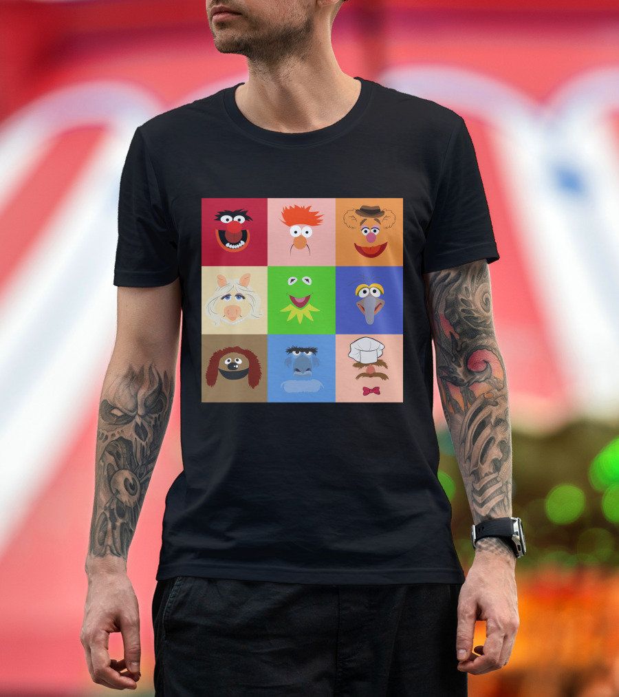 Muppets Faces Grid Featuring Kermit Piggy Fozzie Gonzo and More T-Shirt
