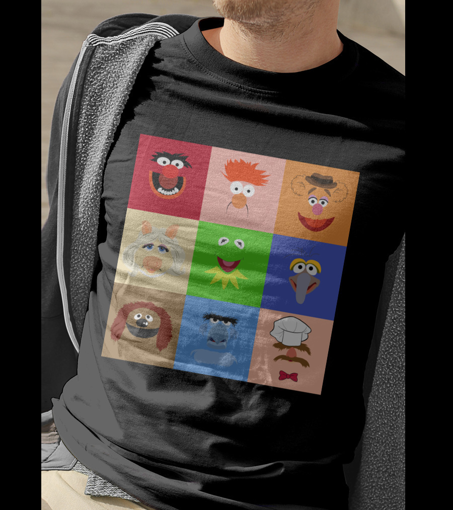 Muppets Faces Grid Featuring Kermit Piggy Fozzie Gonzo And More T-Shirt