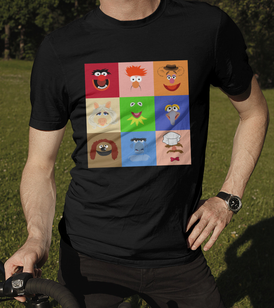 Muppets Faces Grid Featuring Kermit Piggy Fozzie Gonzo And More T-Shirt