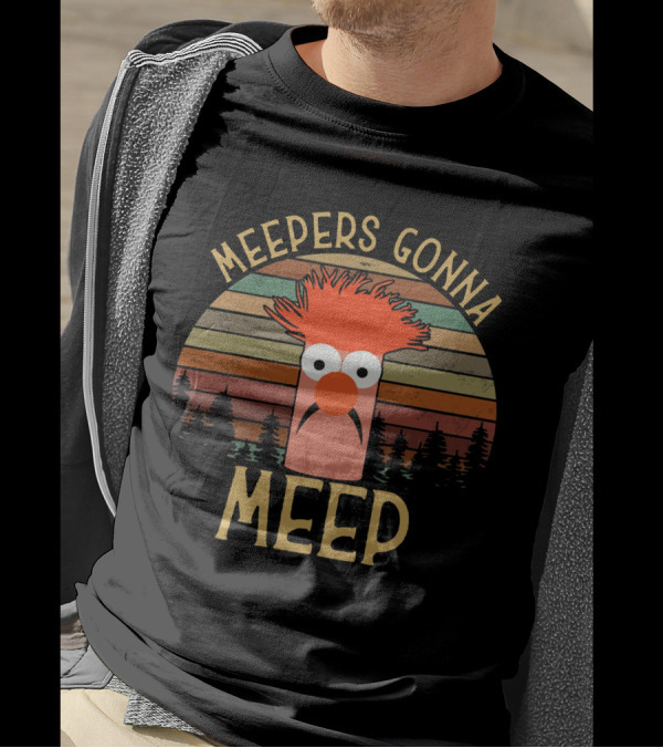 Meepers Gonna Meep The Muppet Show Beaker Retro Forest Stripes T-Shirt