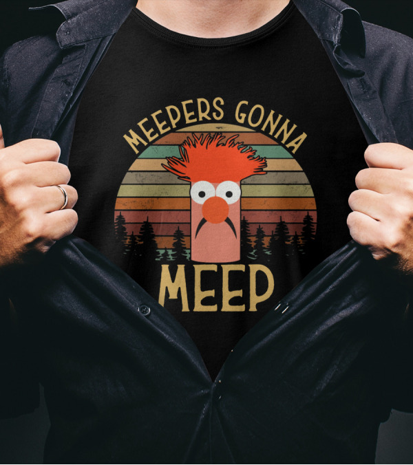 Meepers Gonna Meep The Muppet Show Beaker Retro Forest Stripes T-Shirt