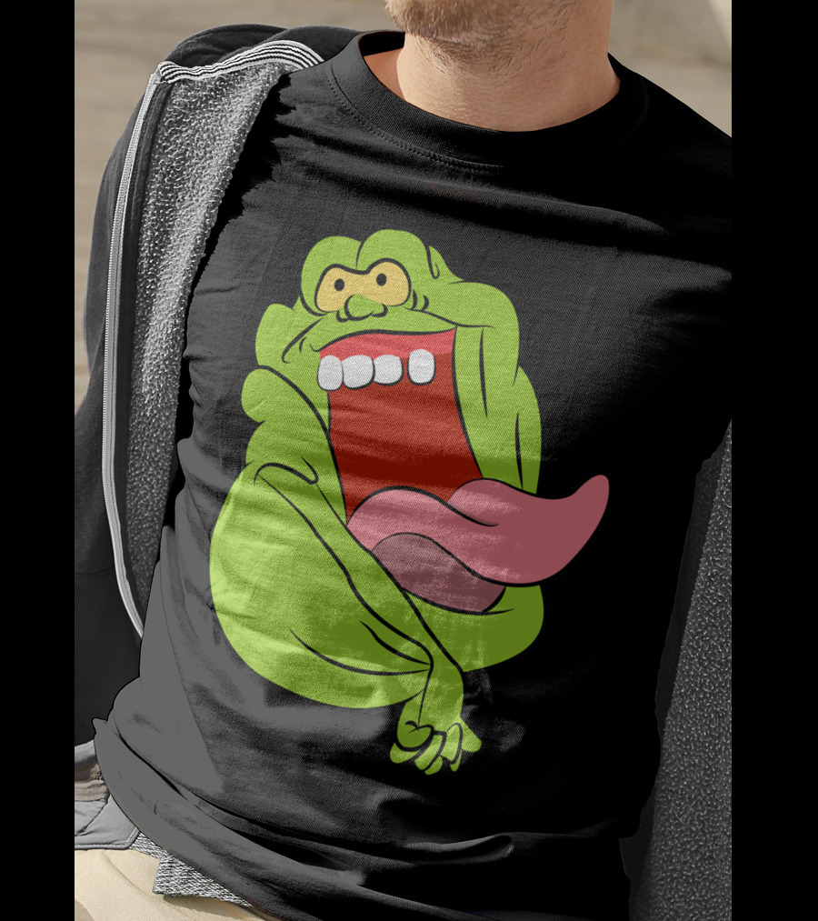 The Real Ghostbusters Slimer Tongue Out Iconic Cartoon Ghost Character T-Shirt