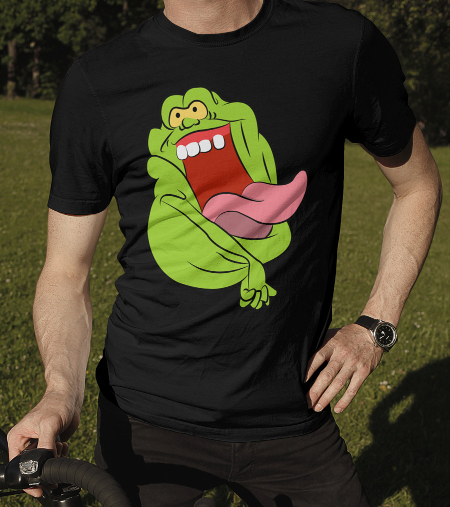 The Real Ghostbusters Slimer Tongue Out Iconic Cartoon Ghost Character T-Shirt