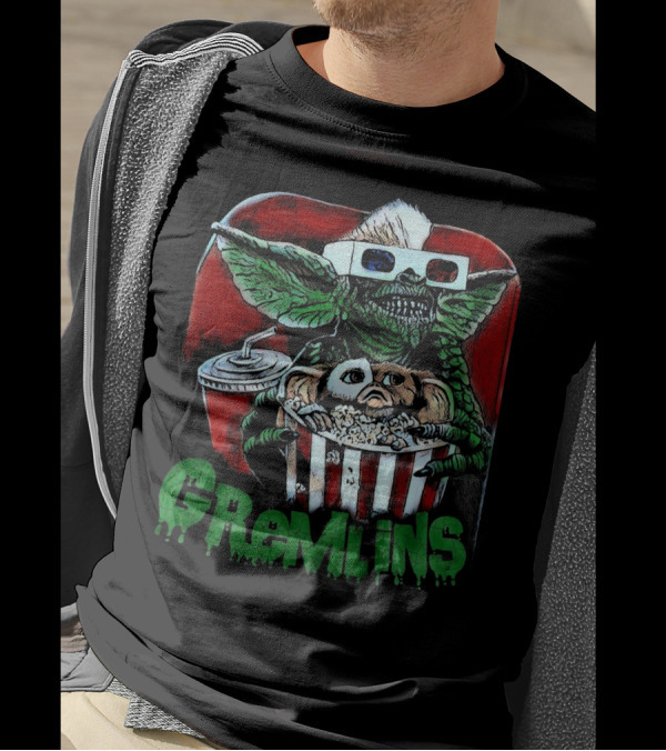Gremlins Midnight Movie Popcorn Scene 3D Glasses T-Shirt