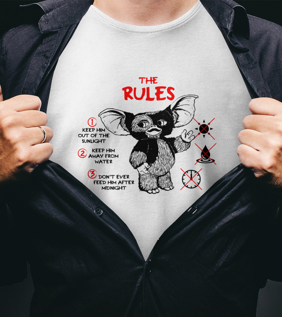 The Rules Gremlins Keep Him Out Of Sunlight Keep Him Away From Water Don't Feed After Midnight T-Shirt