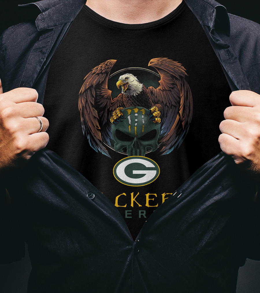 Packers Energy Eagle Skull Green Bay Packers T-Shirt