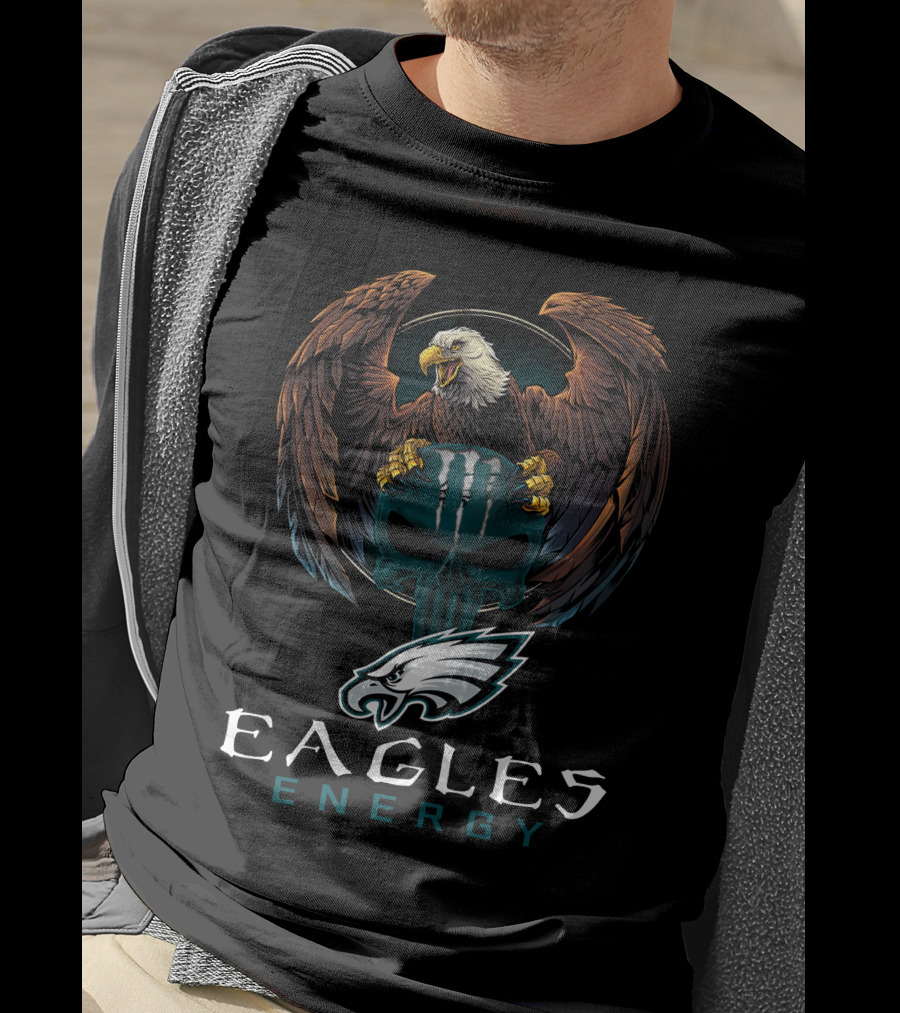 Philadelphia Eagles Energy Eagle With Iconic Skull And Wings T-Shirt