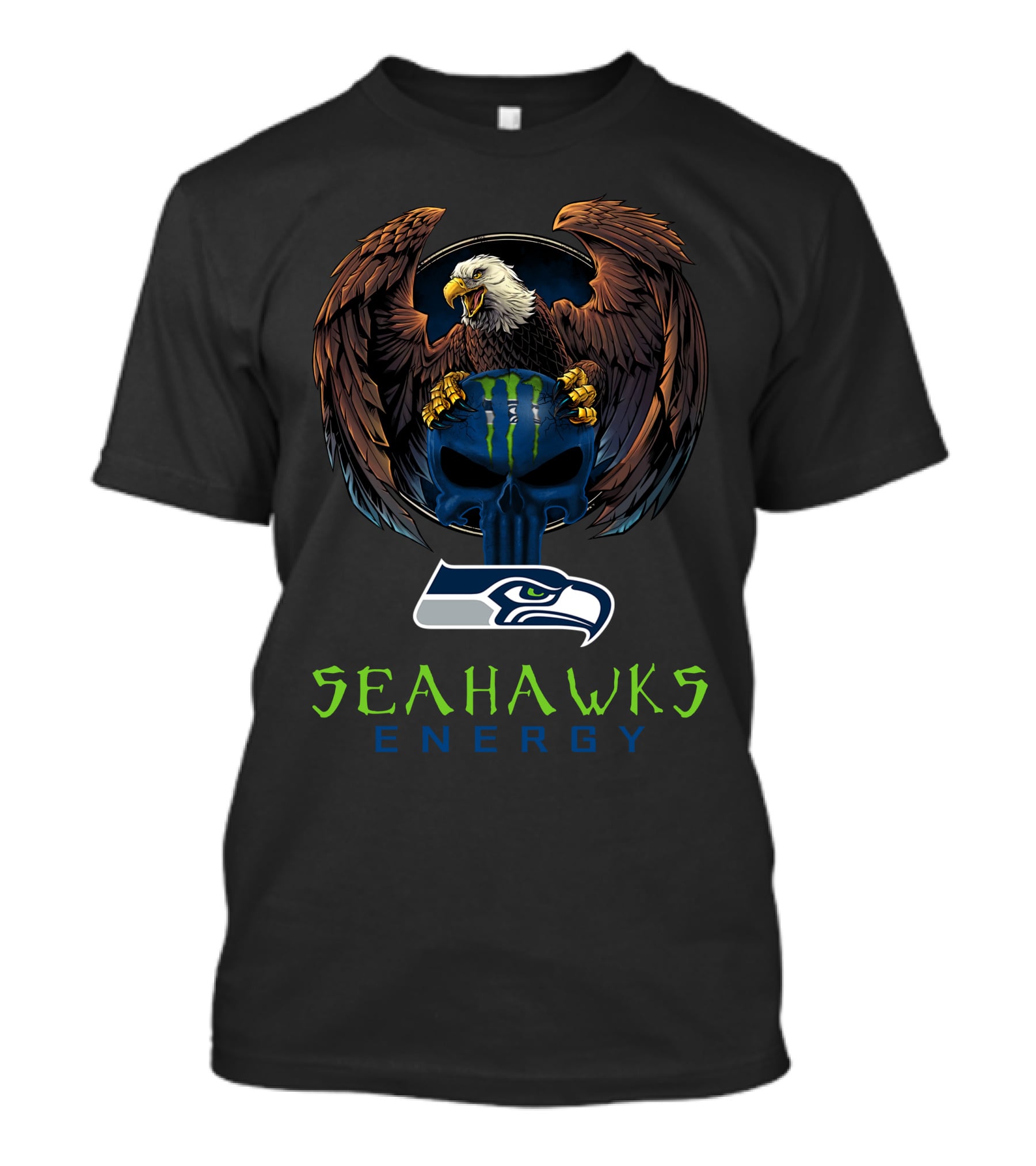 Seattle Seahawks Energy Bald Eagle Iconic Logo Fusion T-Shirt