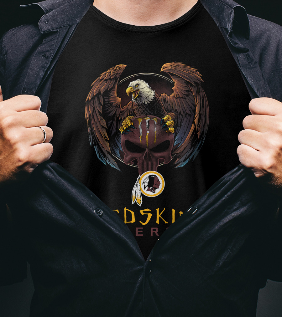 Redskins Energy Bald Eagle Monster Skull Logo Washington Redskins T-Shirt