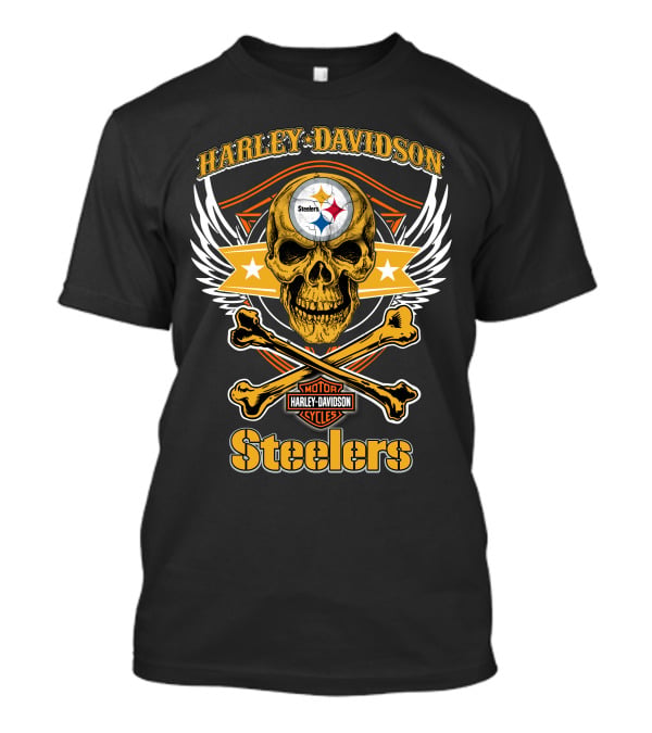 Harley Davidson Steelers Skull And Crossbones T-Shirt