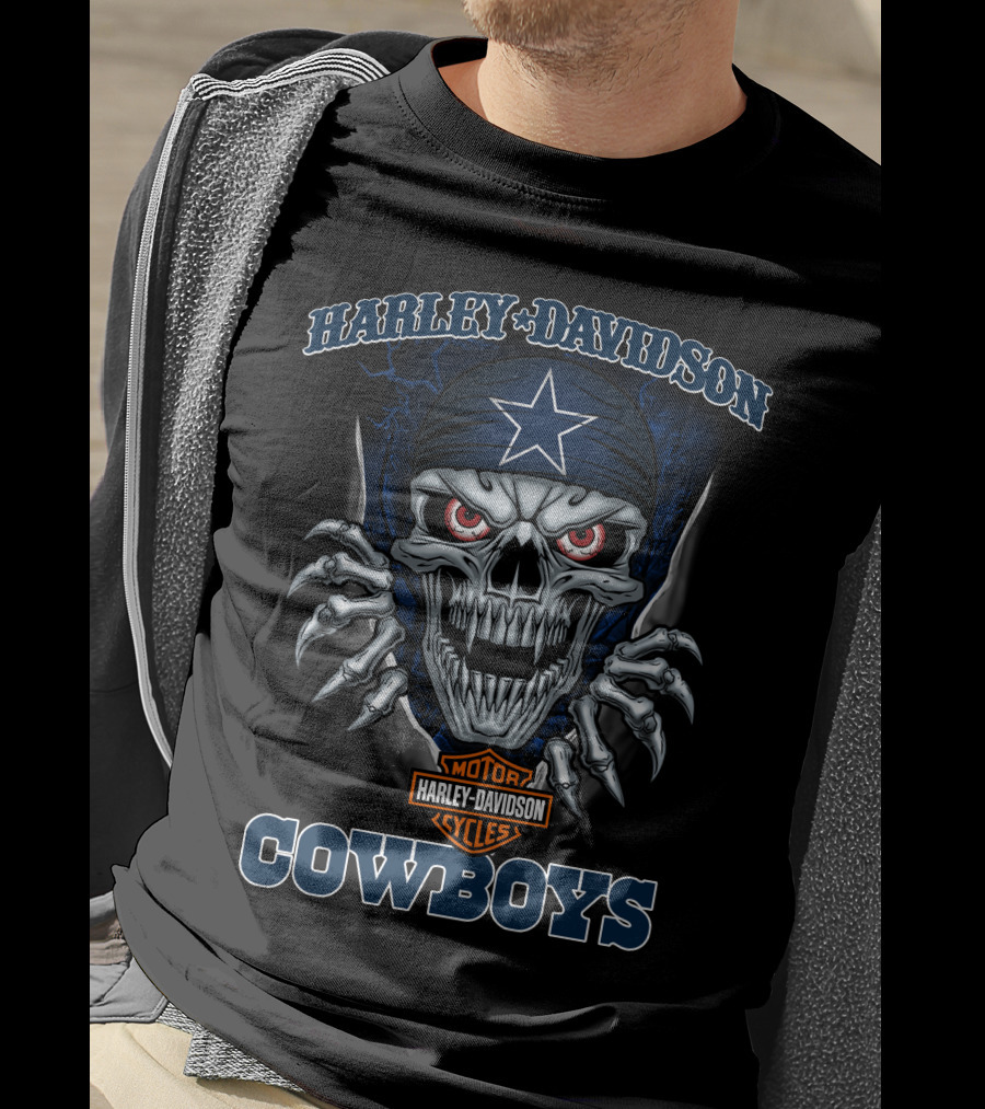 Harley Davidson Motor Cycles Skull Cowboys T-Shirt