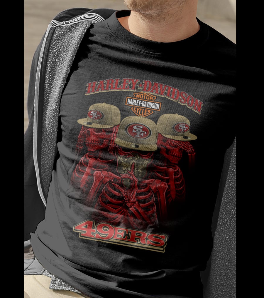 Harley Davidson 49ers Motorcycles Sf Skull T-Shirt