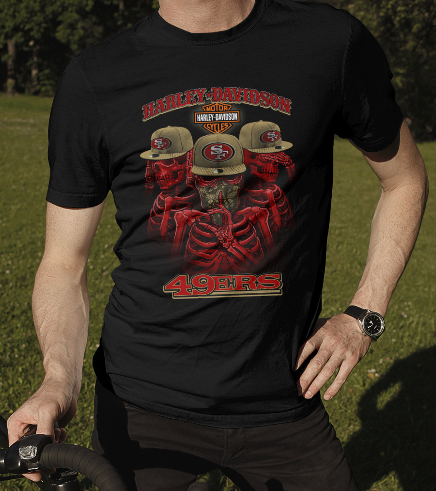 Harley Davidson 49ers Motorcycles Sf Skull T-Shirt